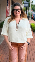 Lightweight V Neck Sweater w/ Rolled Sleeves - Rebecca James Clothing