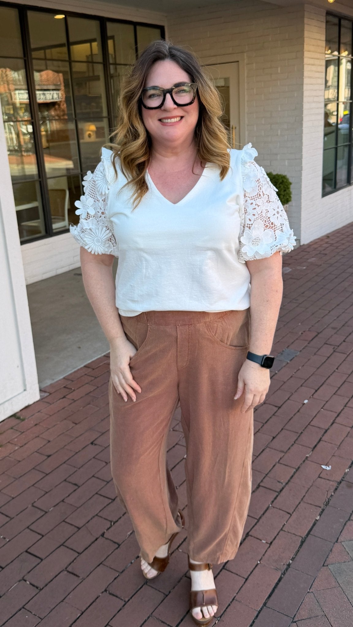 Linen Blend Coco Brown Barrel Pants - Rebecca James Clothing