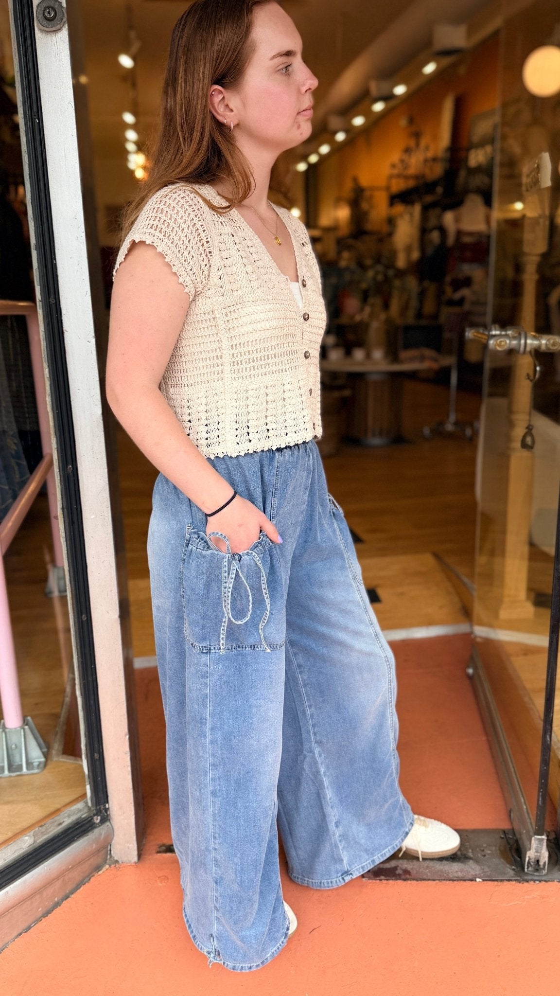 Loose Fit Tencel Washed Denim Pants - Rebecca James Clothing