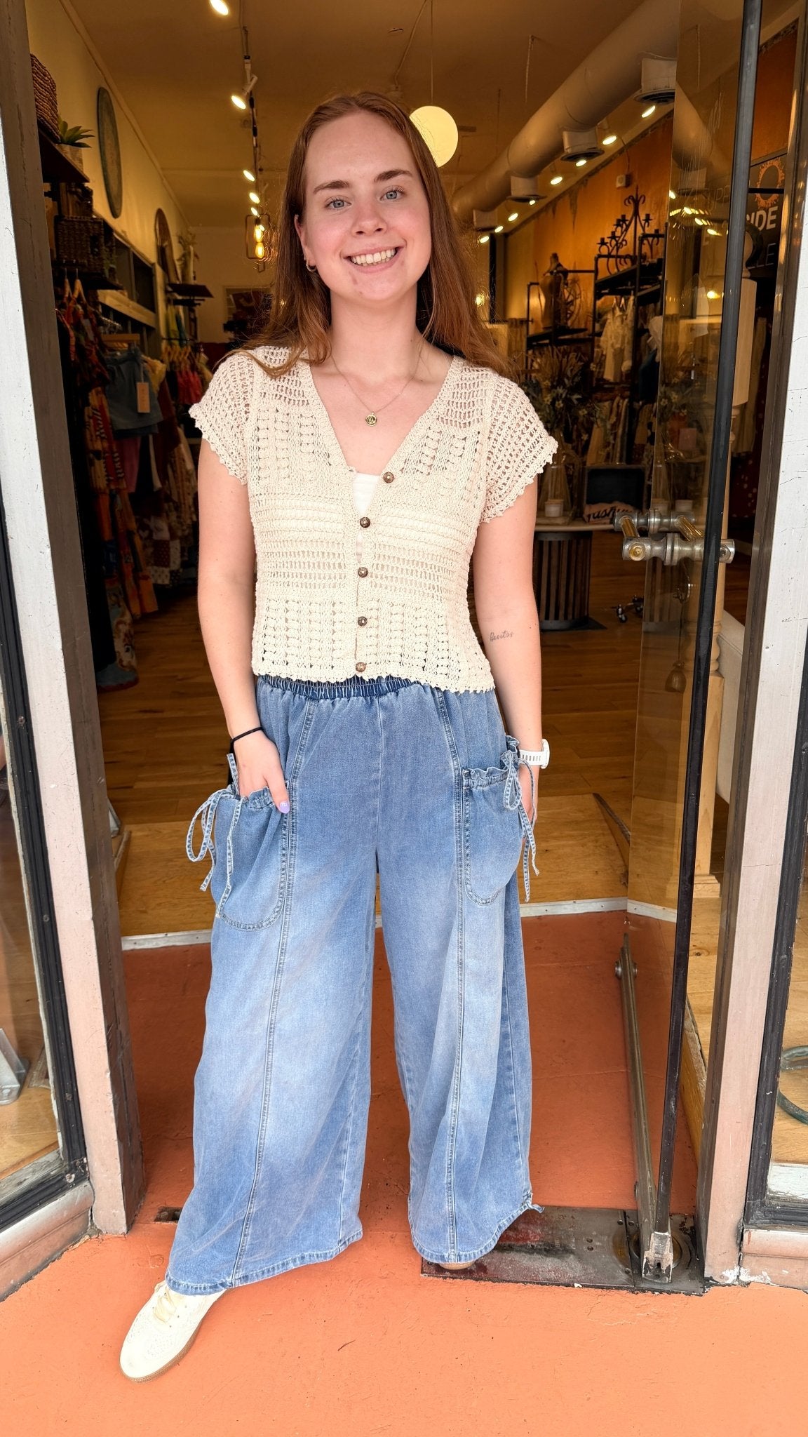 Loose Fit Tencel Washed Denim Pants - Rebecca James Clothing