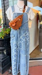 Market Day Boho Denim Patchwork Overalls - Rebecca James Clothing