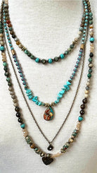 Mesa Beaded Heart Charm Layered Necklace - Rebecca James Clothing