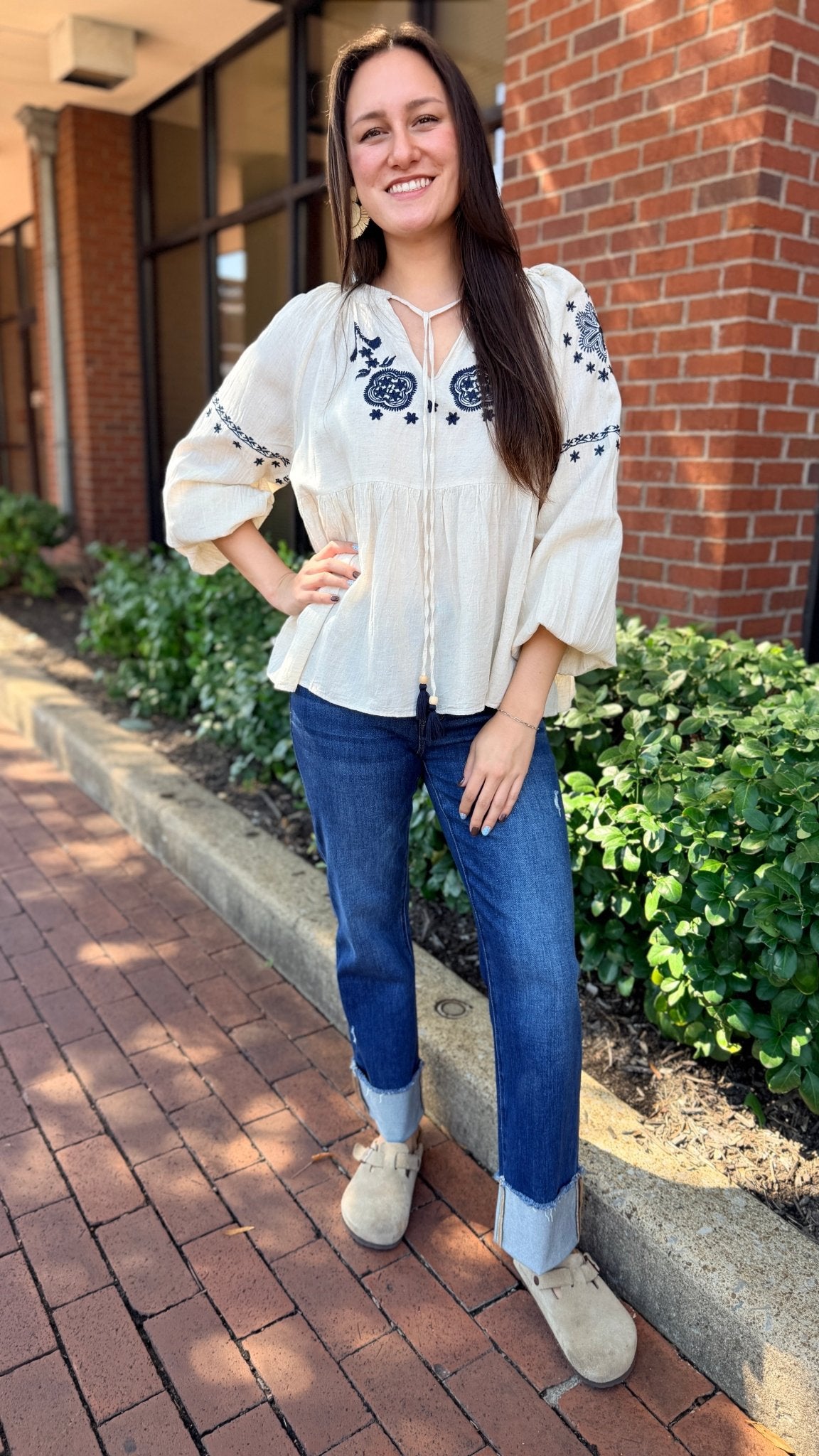 Mid Rise Comfort Stretch Dark Wash Cuffed Jeans by Risen - Rebecca James Clothing