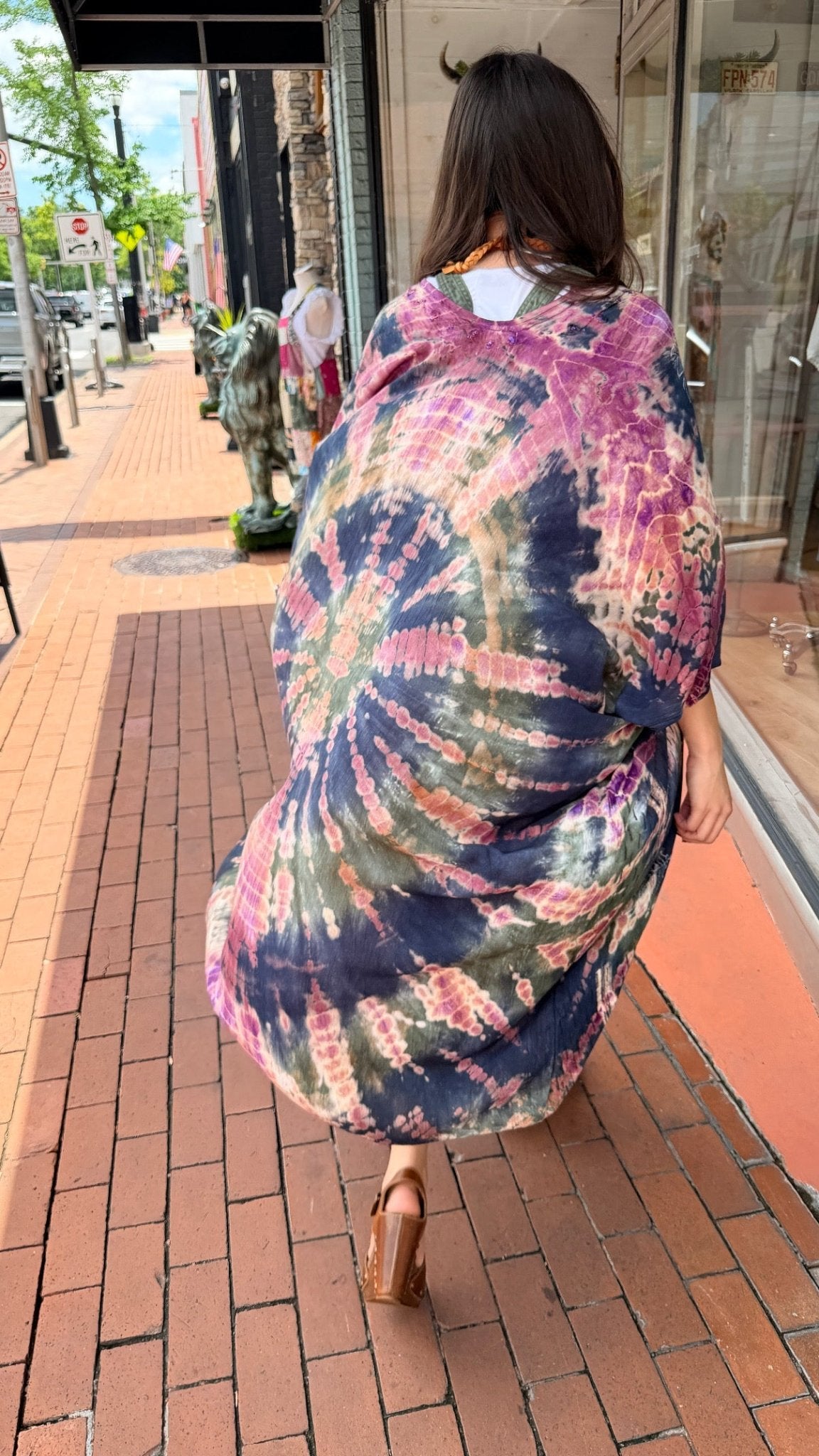 Midnight Moss Tie Die Kimono Wrap - Rebecca James Clothing