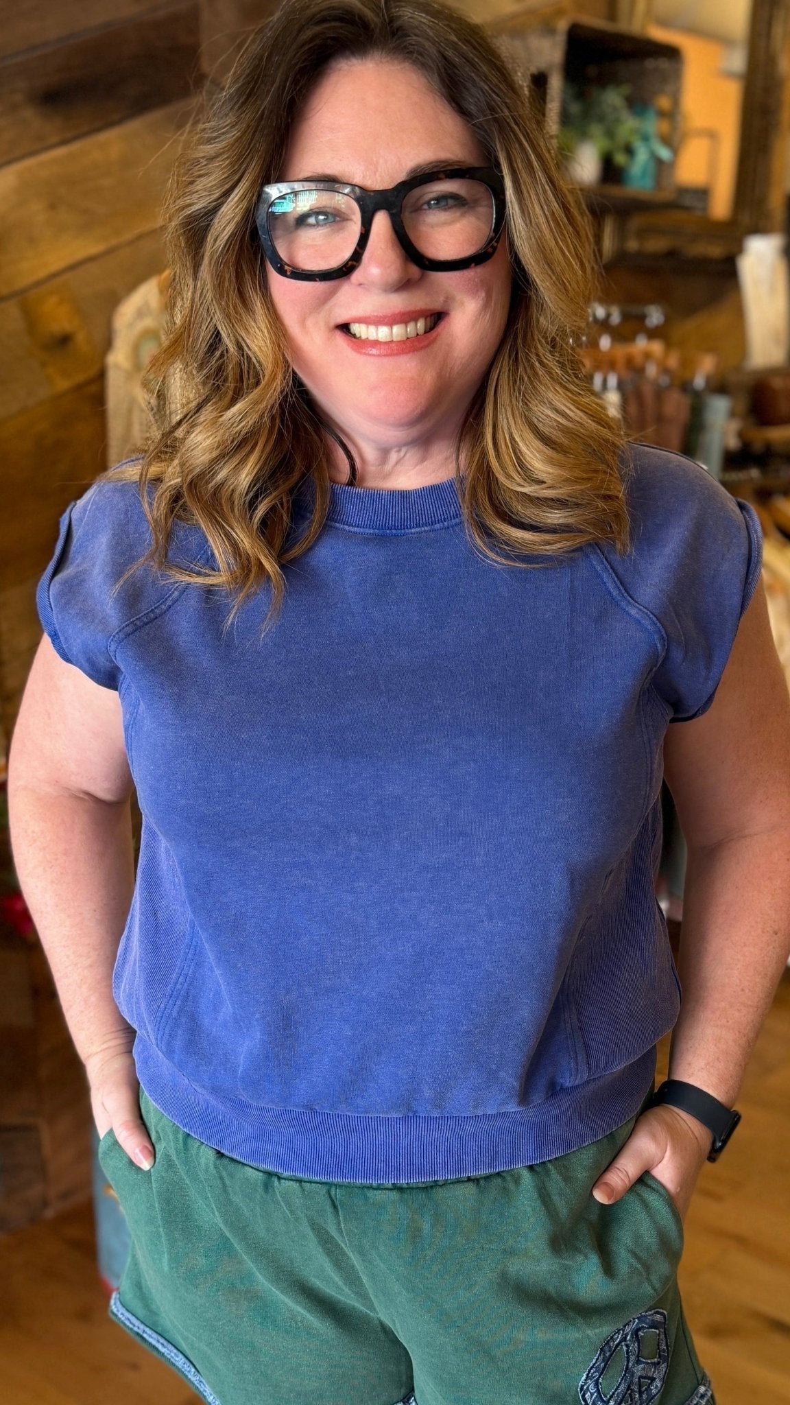 Mineral Wash Green Cotton Short With Peace Patch - Rebecca James Clothing