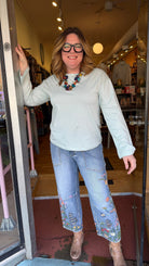Mint Green Cotton Long Sleeve Top - Rebecca James Clothing