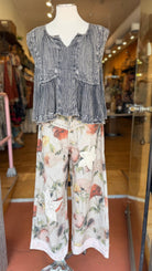 Mixed Floral Star Patch Boho Pants by POL - Rebecca James Clothing