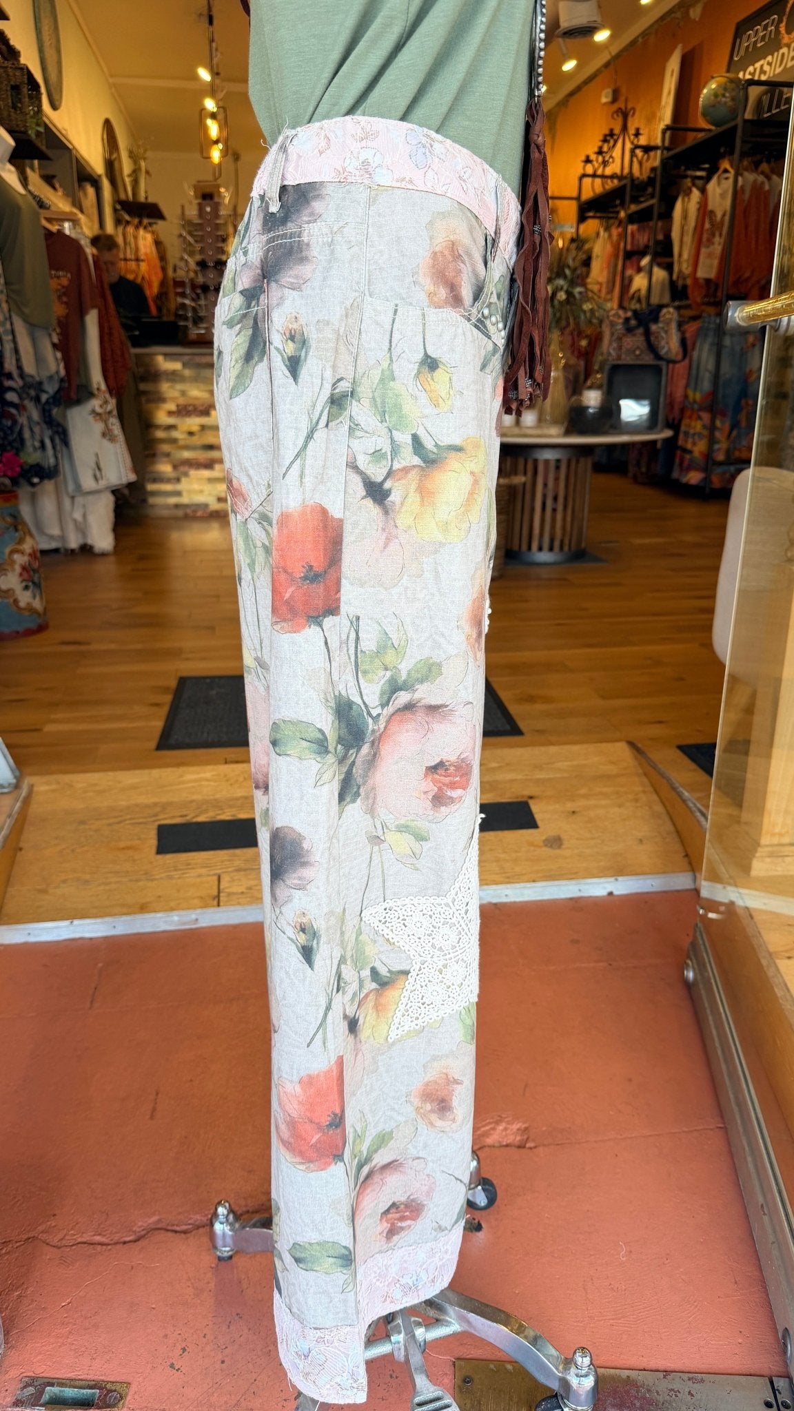 Mixed Floral Star Patch Boho Pants by POL - Rebecca James Clothing