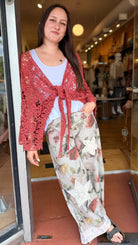 Mixed Floral Star Patch Boho Pants by POL - Rebecca James Clothing
