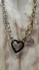Mixed Metal Necklace With Open Heart Clasp - Rebecca James Clothing