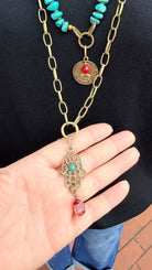 Multi Layer Hamsa Hand Boho Necklace - Rebecca James Clothing