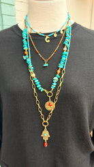 Multi Layer Hamsa Hand Boho Necklace - Rebecca James Clothing