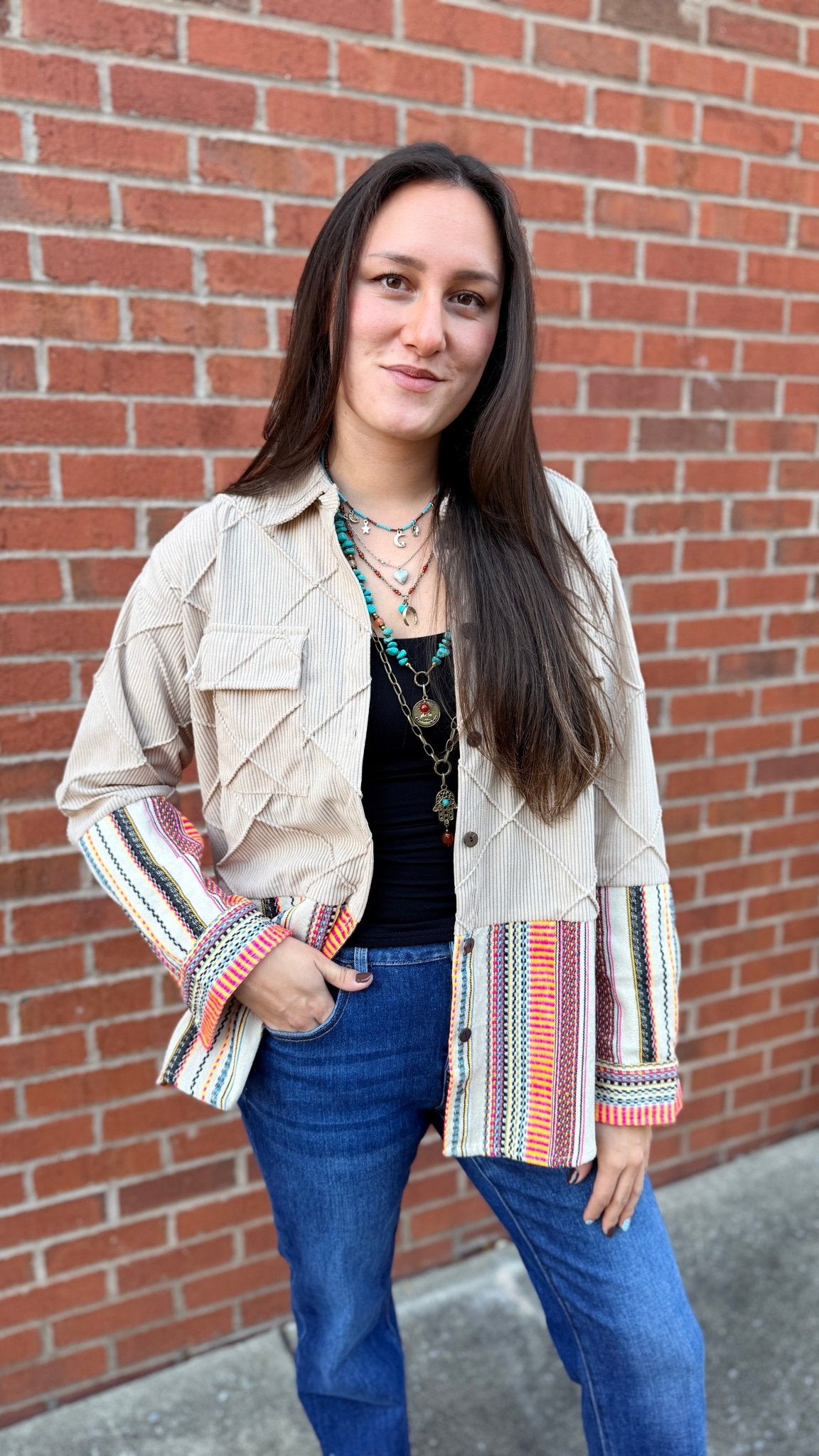 Multi Layer Hamsa Hand Boho Necklace - Rebecca James Clothing