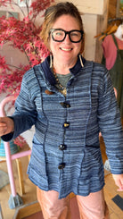Navy Knit Sweater Coat by Hand Jive Clothing - Rebecca James Clothing