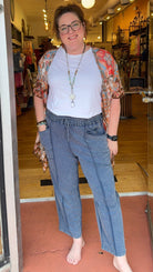 Navy Mineral Washed Terry Knit Barrel Pant - Rebecca James Clothing