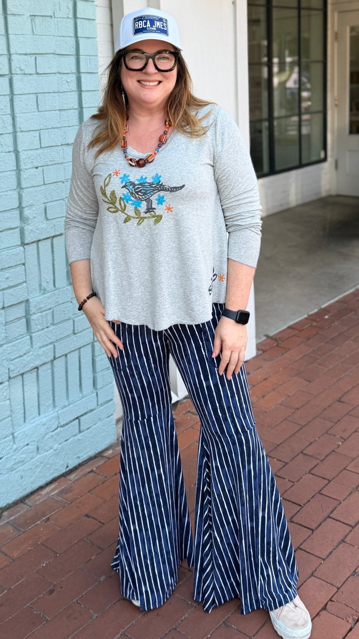 Navy Stripe London Big Bells by Hand Jive Clothing - Rebecca James Clothing