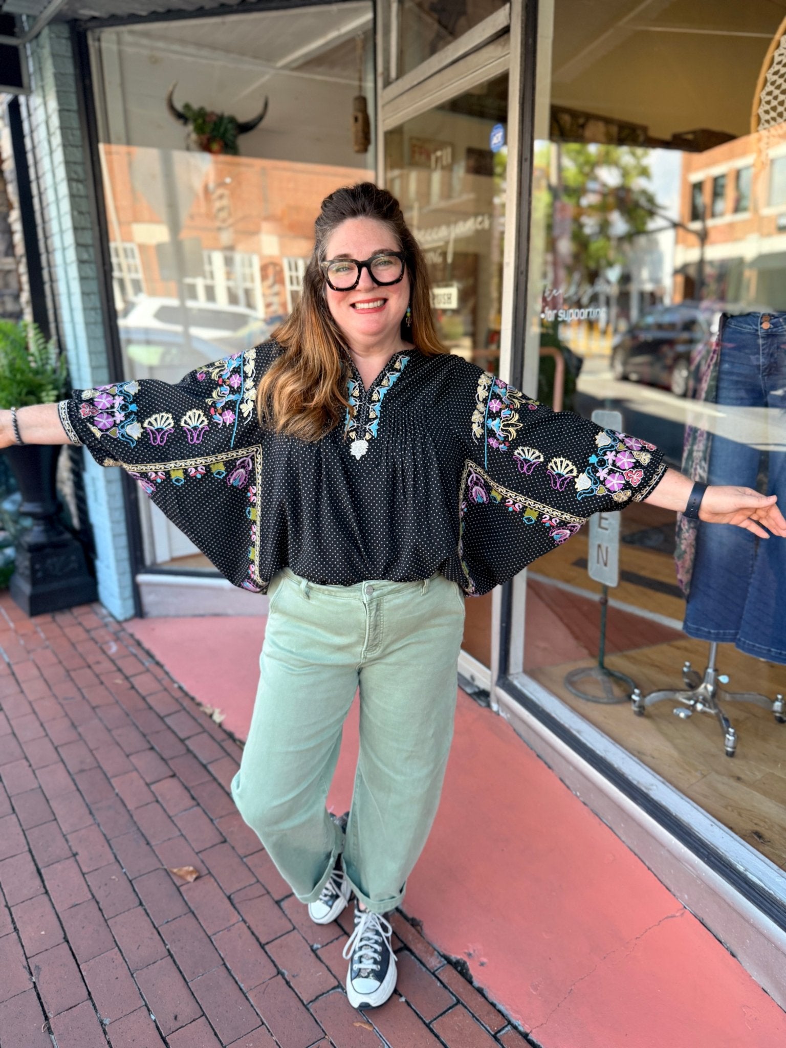 Olive Tummy Control High Rise Barrel Jeans - Rebecca James Clothing
