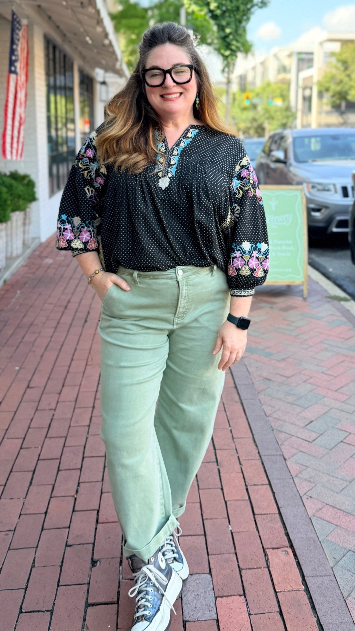Olive Tummy Control High Rise Barrel Jeans - Rebecca James Clothing
