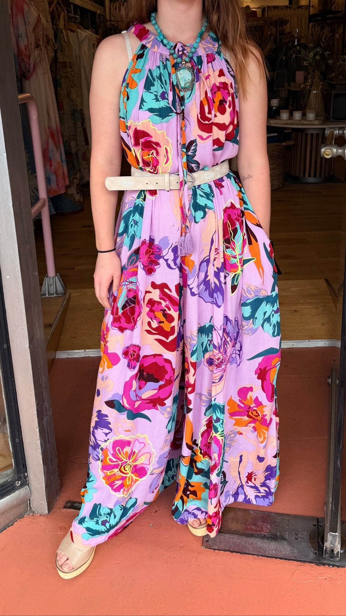 Orchid Flower Bloom Jumpsuit | Floral Wide-Leg | Rebecca James