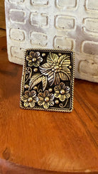 Oversized Tibetan Silver Floral Statement Ring - Adjustable Band - Rebecca James Clothing