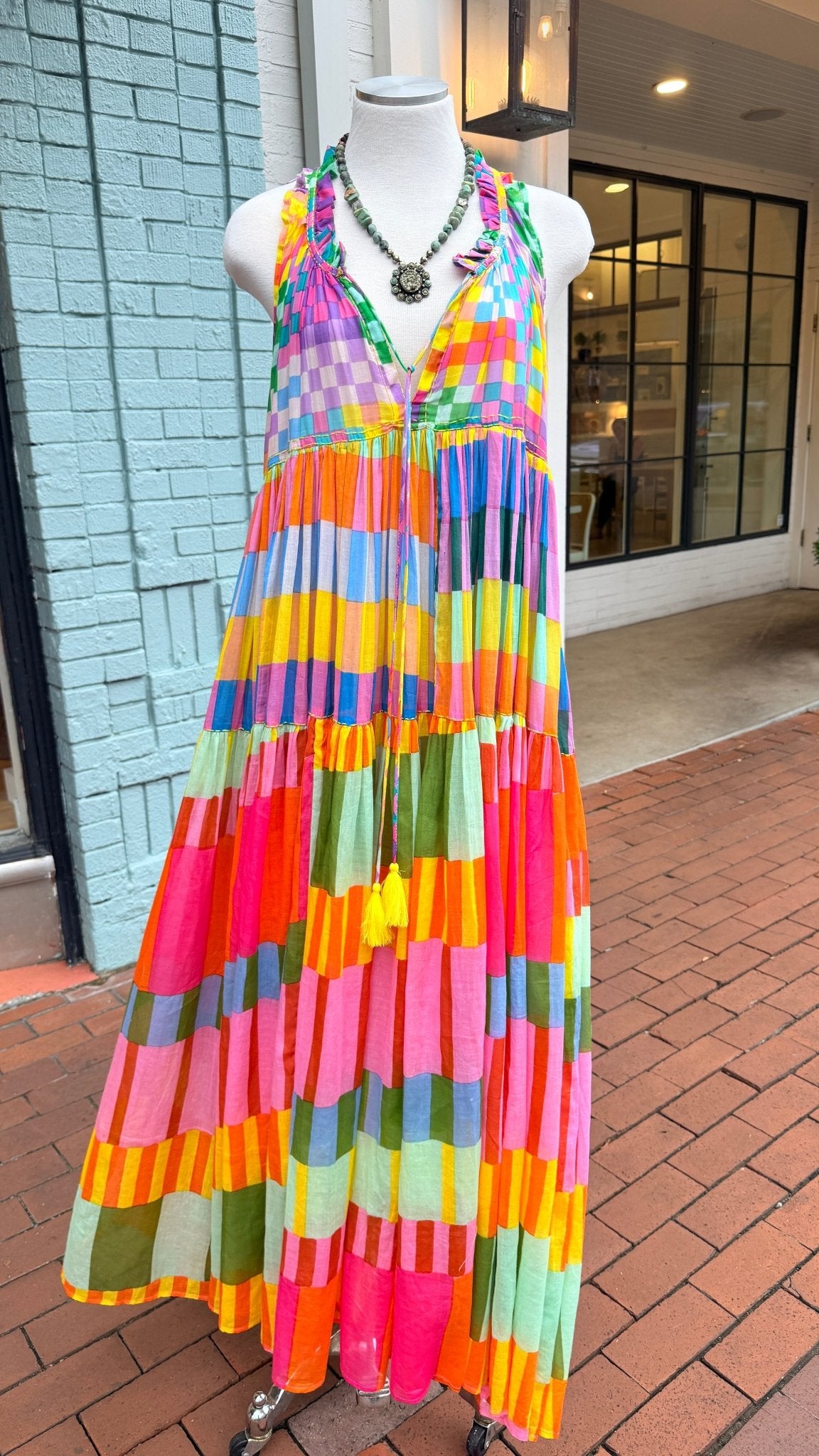 Panama Bright Color block Halter Maxi Dress - Rebecca James Clothing