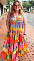 Panama Bright Color block Halter Maxi Dress - Rebecca James Clothing