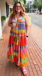 Panama Bright Color block Halter Maxi Dress - Rebecca James Clothing