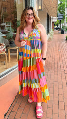 Panama Bright Color block Halter Maxi Dress - Rebecca James Clothing
