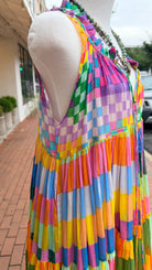 Panama Bright Color block Halter Maxi Dress - Rebecca James Clothing