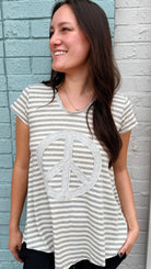 Peace 4 Today Grey Stripe Top by Hand Jive - Rebecca James Clothing