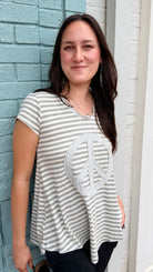Peace 4 Today Grey Stripe Top by Hand Jive - Rebecca James Clothing
