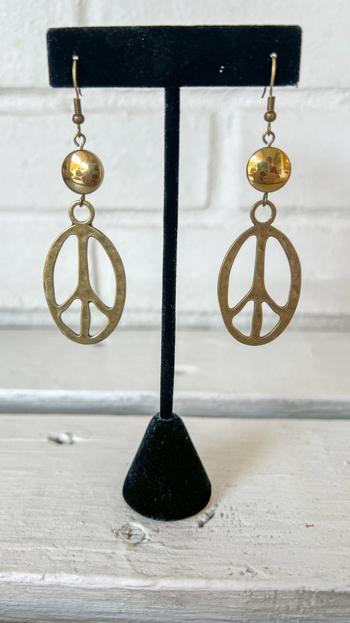 Peace Earrings with Gold Bead - Rebecca James Clothing