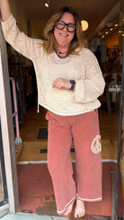 Peace Time Getaway Boho Lounge Pants with Crochet Trim - Rebecca James Clothing