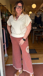 Peace Time Getaway Boho Lounge Pants with Crochet Trim - Rebecca James Clothing