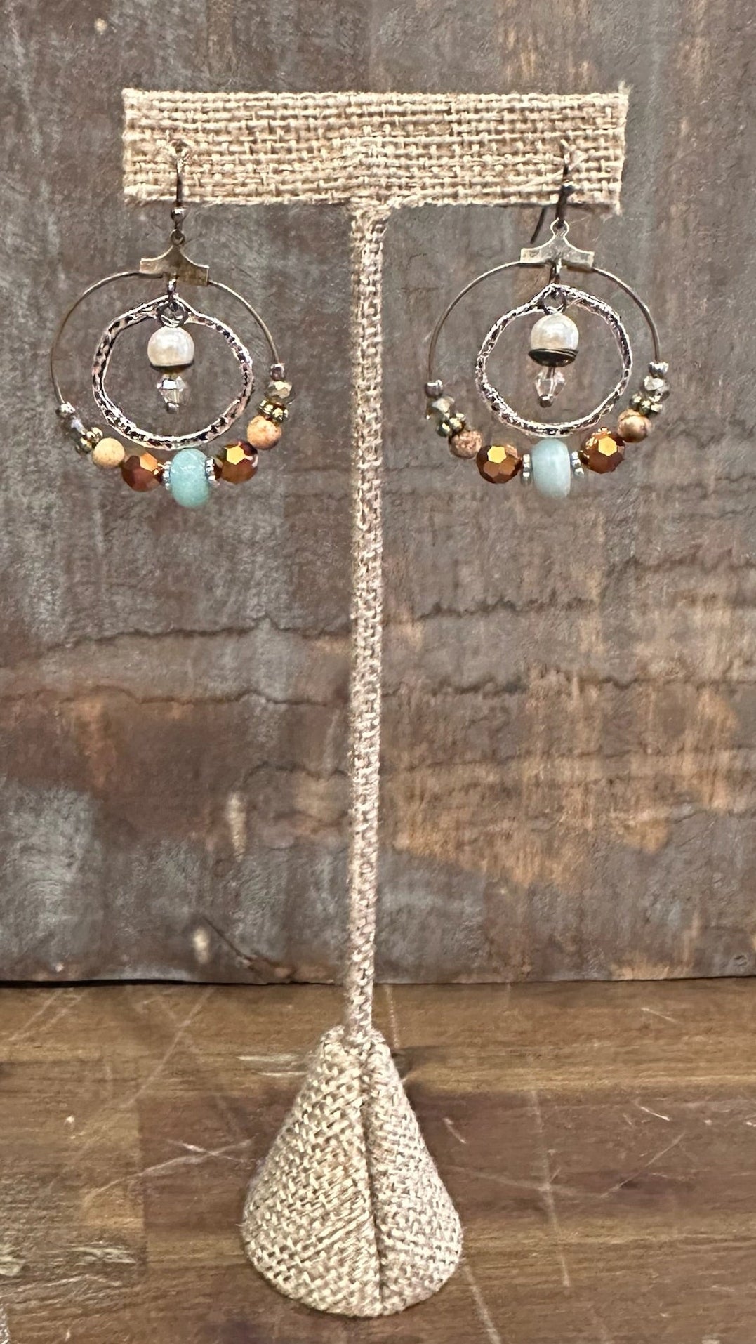 Pearl Sand & Sky Hoop Earrings - Rebecca James Clothing