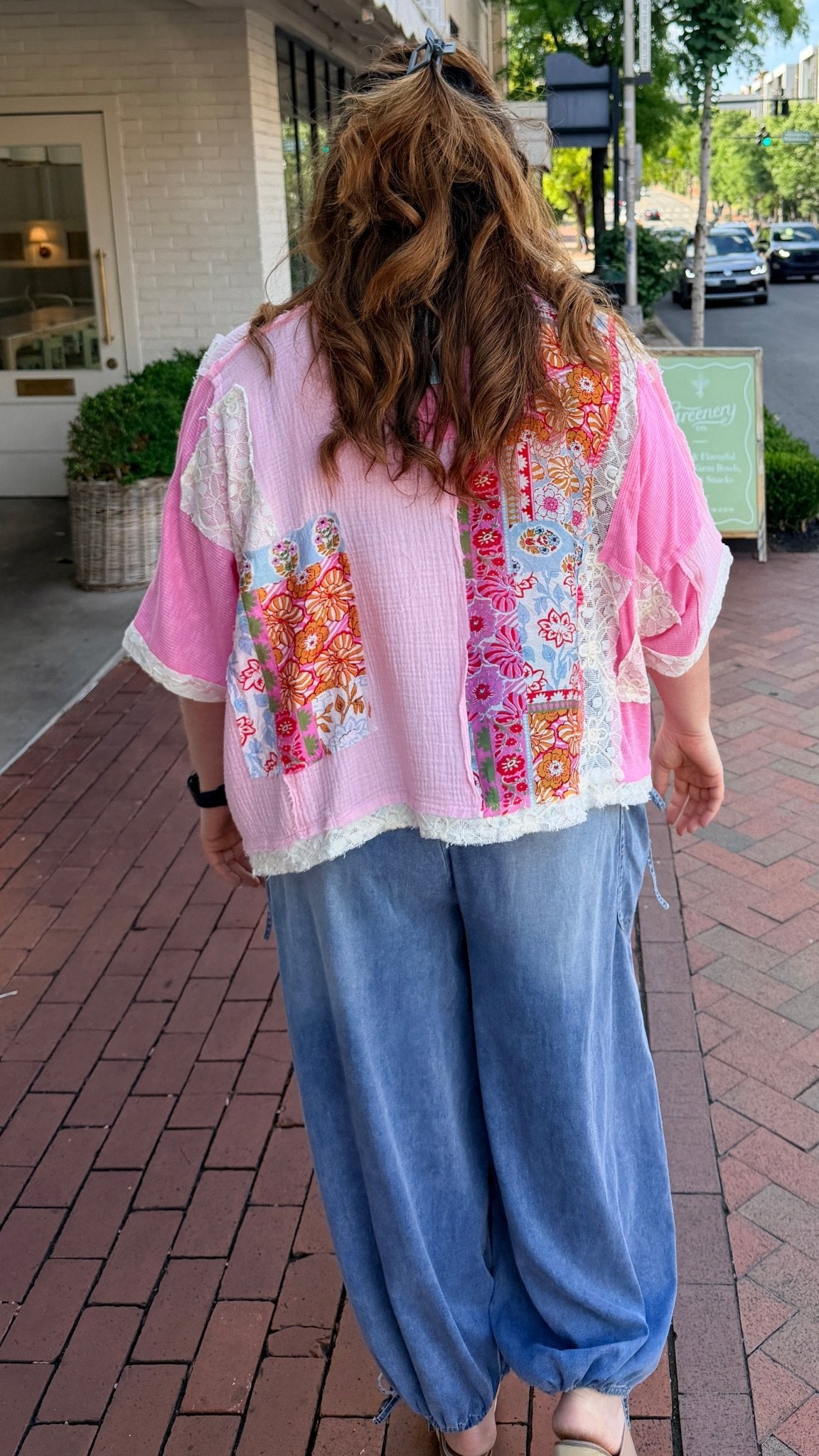 Pink Boho Mixed Fabric Oversized Top - Rebecca James Clothing