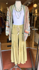 Pistachio Green Wide Leg Star Pants - Rebecca James Clothing