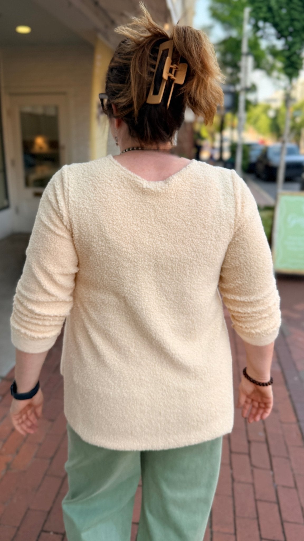 Pure Peace Cream Sherpa Ace Top by Hand Jive Clothing - Rebecca James Clothing