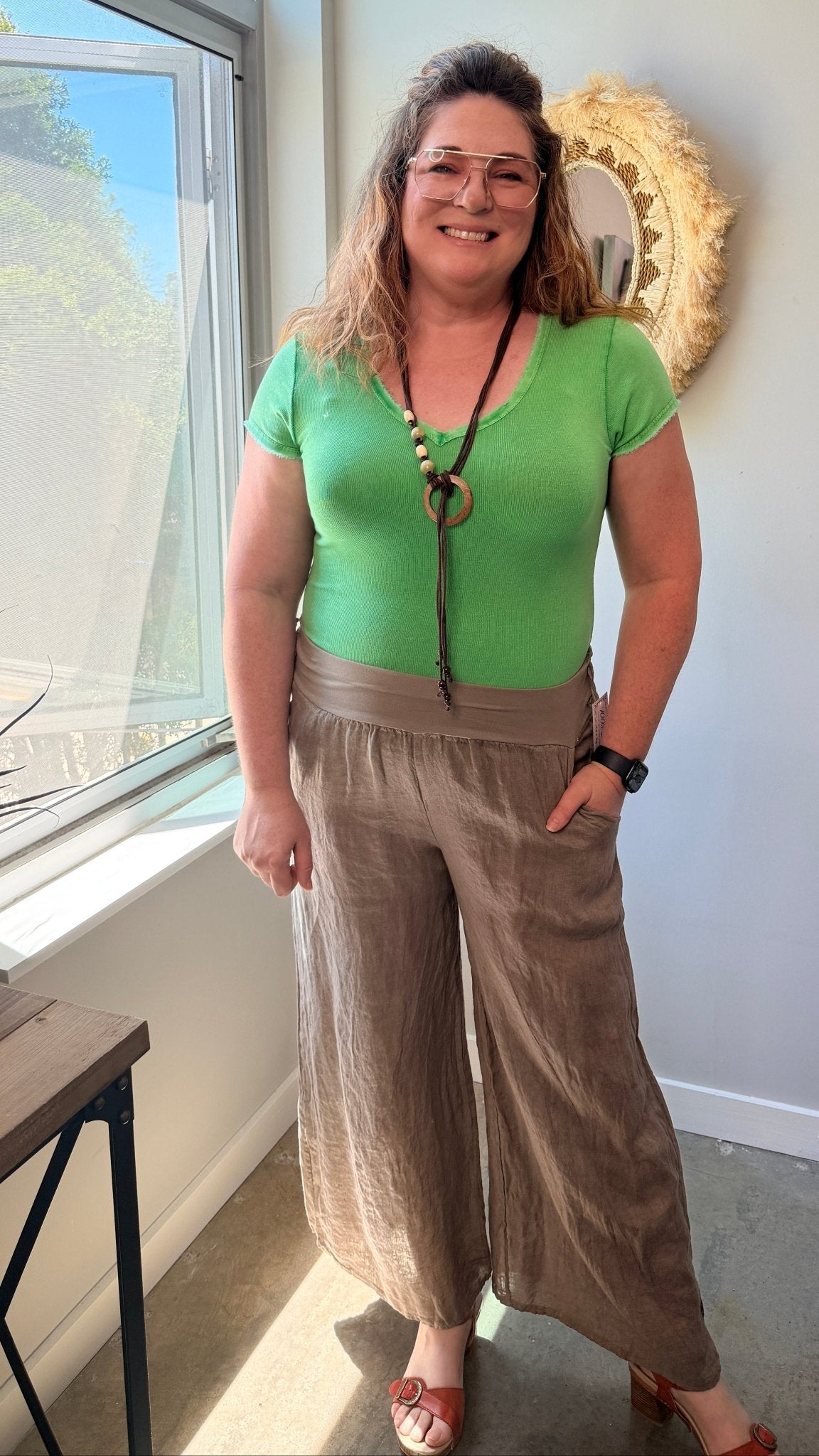 Raw Edge V Neck Top - Rebecca James Clothing