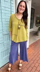 Ribbed Granny Smith Green Top by Hand Jive - Rebecca James Clothing