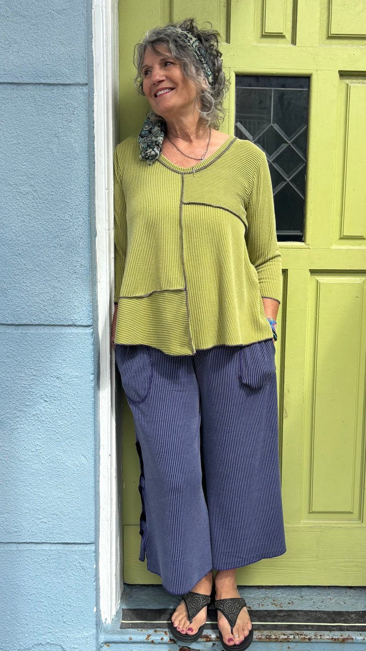 Ribbed Granny Smith Green Top by Hand Jive - Rebecca James Clothing