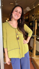 Ribbed Granny Smith Green Top by Hand Jive - Rebecca James Clothing
