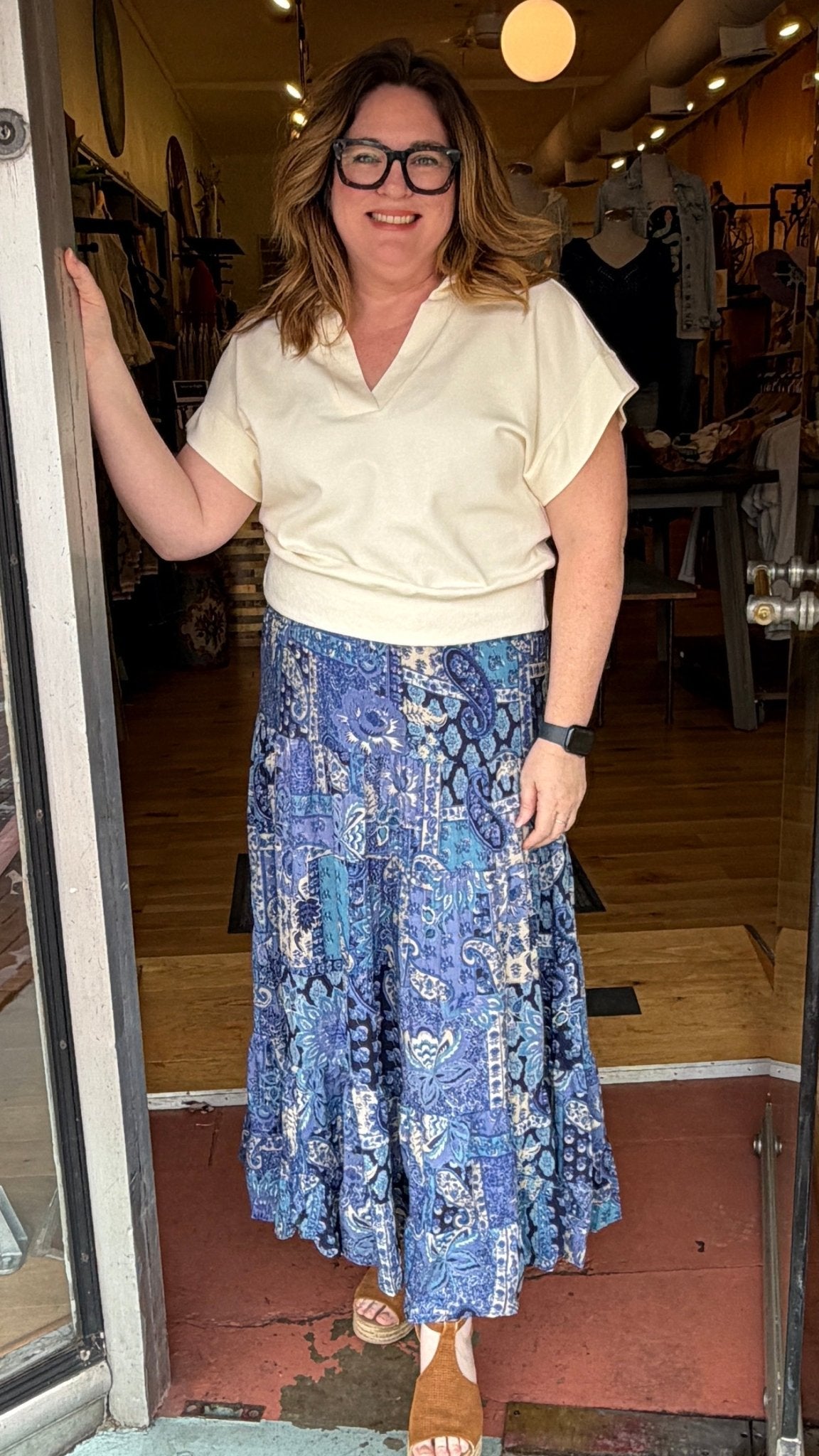 Sea Breeze Blue Tiered Maxi Skirt - Rebecca James Clothing