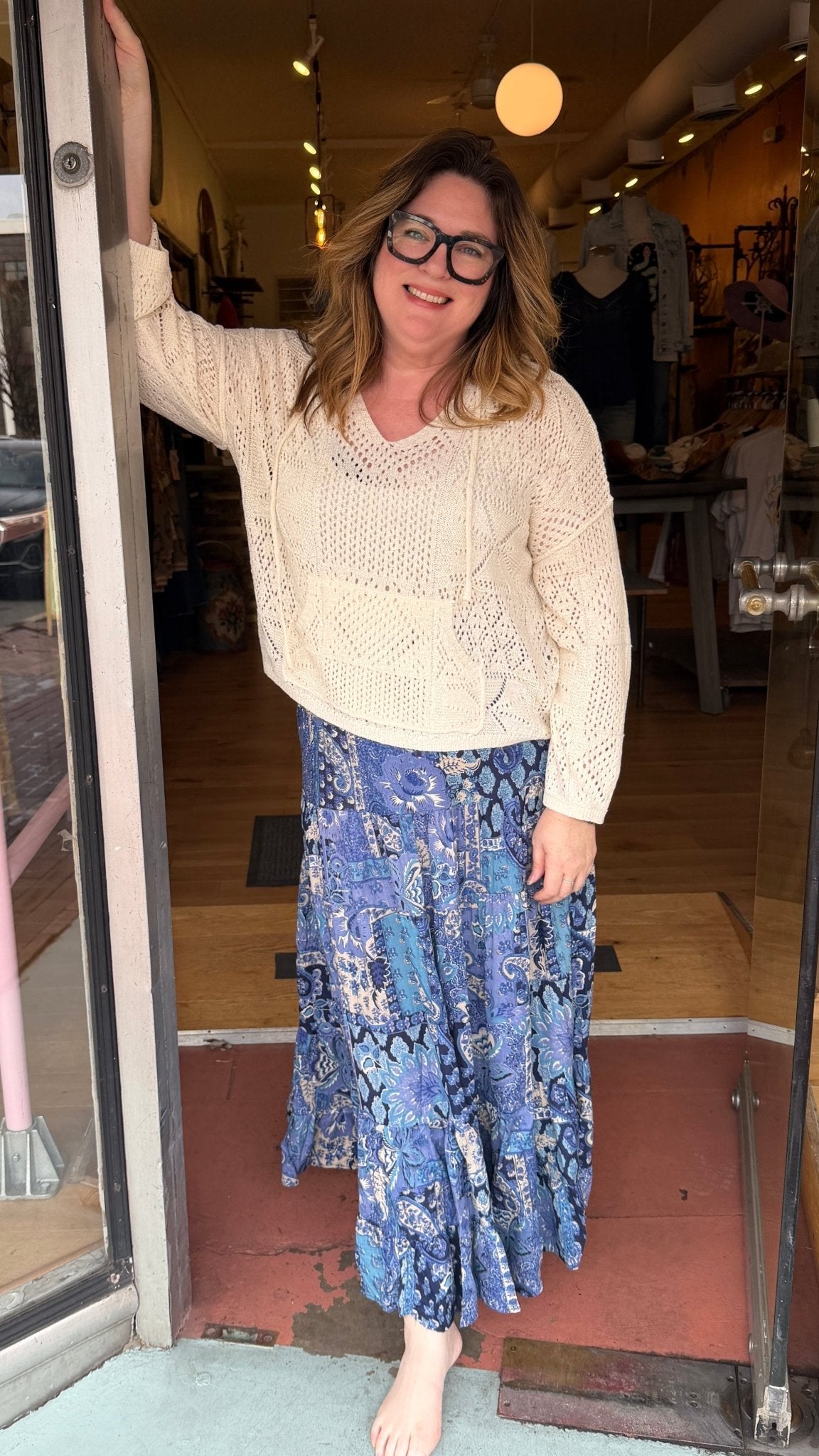 Sea Breeze Blue Tiered Maxi Skirt - Rebecca James Clothing