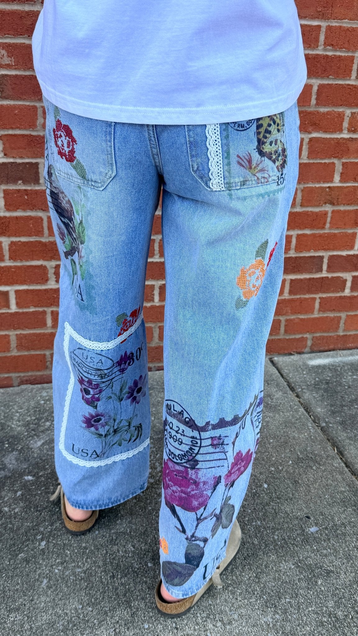 Sealed With A Kiss Postage Stamp Jeans - Rebecca James Clothing
