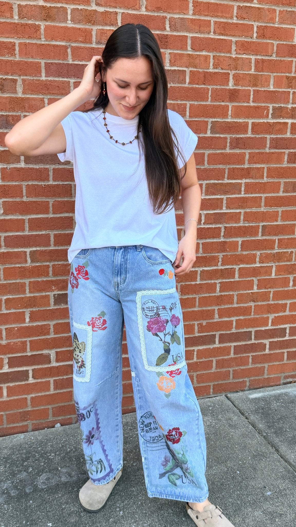 Sealed With A Kiss Postage Stamp Jeans - Rebecca James Clothing