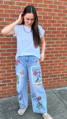 Sealed With A Kiss Postage Stamp Jeans - Rebecca James Clothing