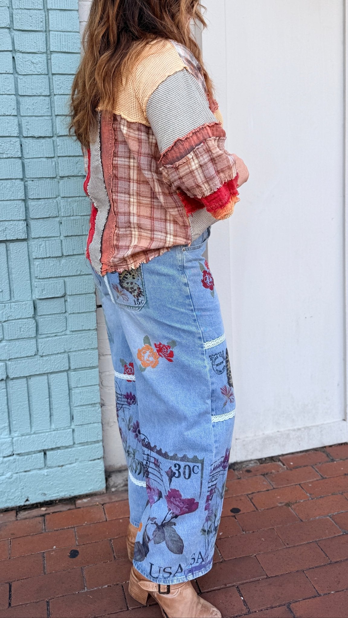 Sealed With A Kiss Postage Stamp Jeans - Rebecca James Clothing