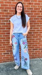 Sealed With A Kiss Postage Stamp Jeans - Rebecca James Clothing