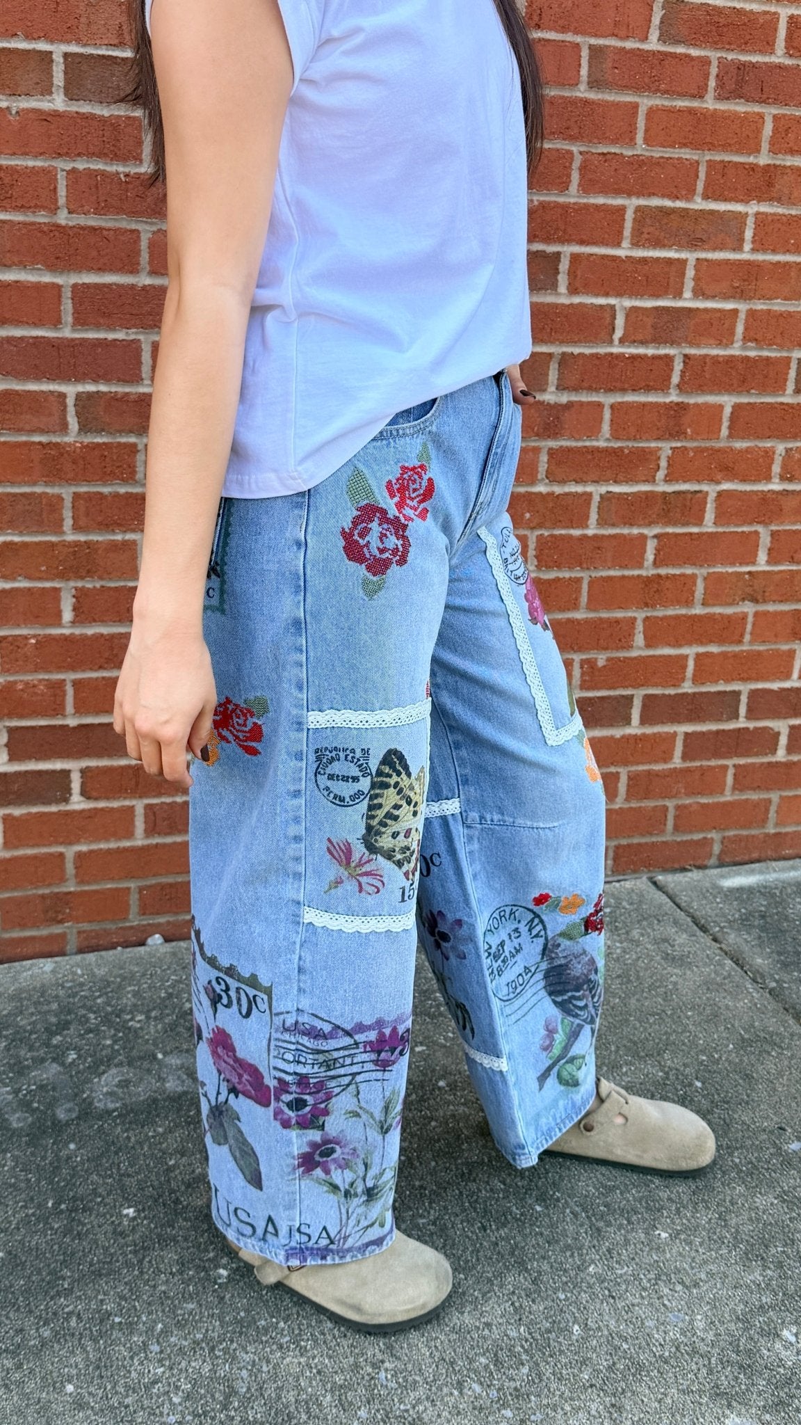 Sealed With A Kiss Postage Stamp Jeans - Rebecca James Clothing